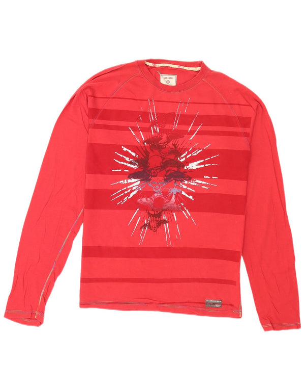 Jack & Jones Mens Graphic Top Manga Larga Grande Rojo Algodón
