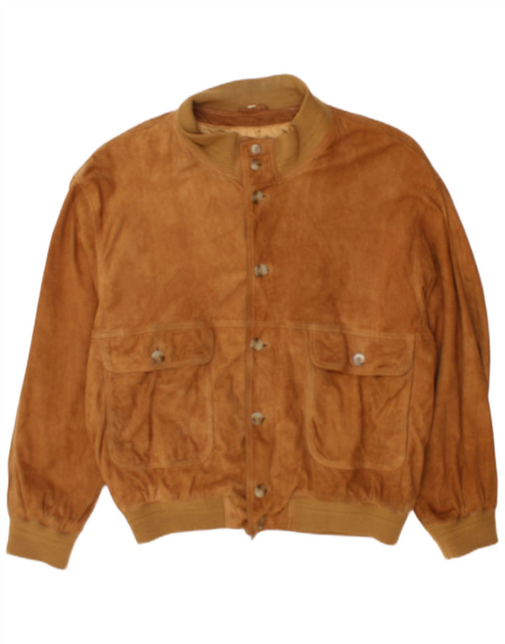 Vintage hombres ante bomber chaqueta Reino Unido 42 XL marrón