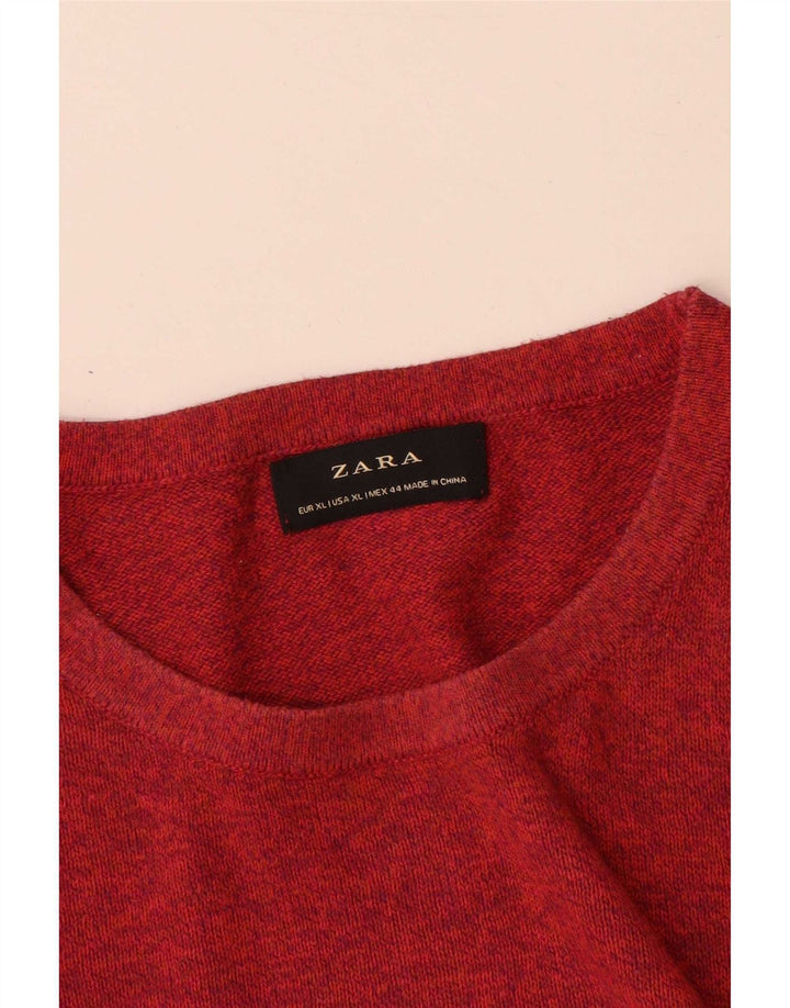 Zara Hombre Jersey Cuello Redondo Jersey XL Rojo Algodón