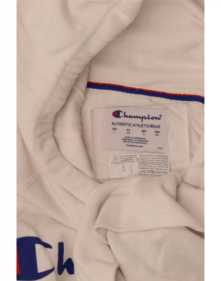 Champion Sudadera con capucha gráfica para hombre Jersey grande de poliéster blanco