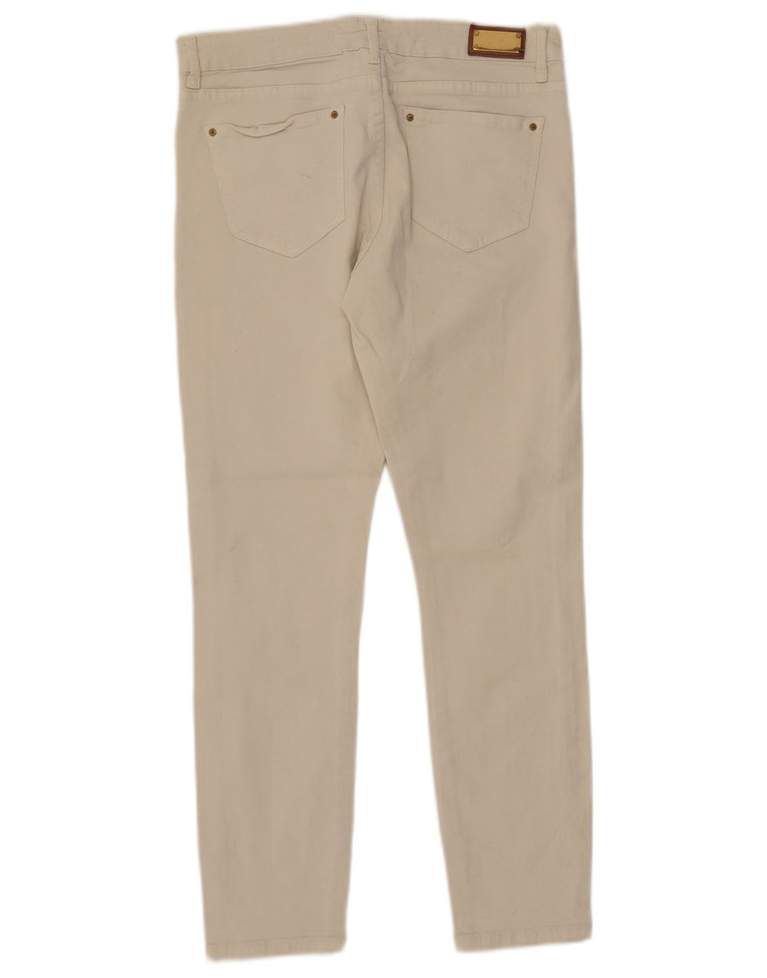 Zara Mujer Pantalones Casuales Slim EU 38 Small W28 L26 Blanco Roto