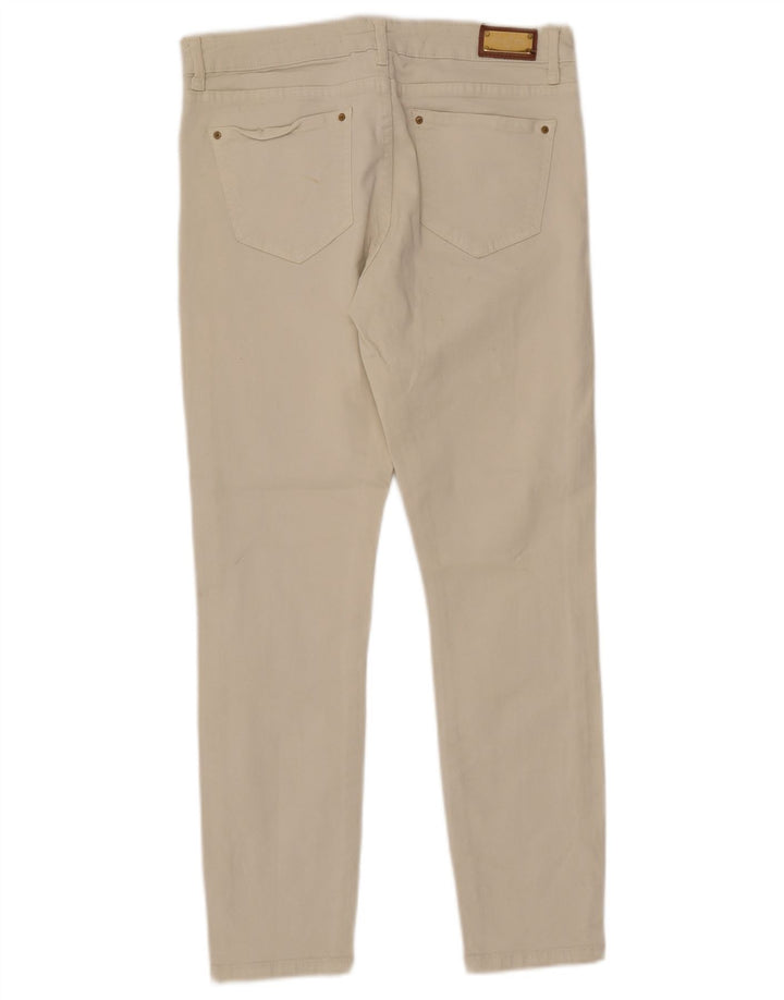 Zara Mujer Pantalones Casuales Slim EU 38 Small W28 L26 Blanco Roto