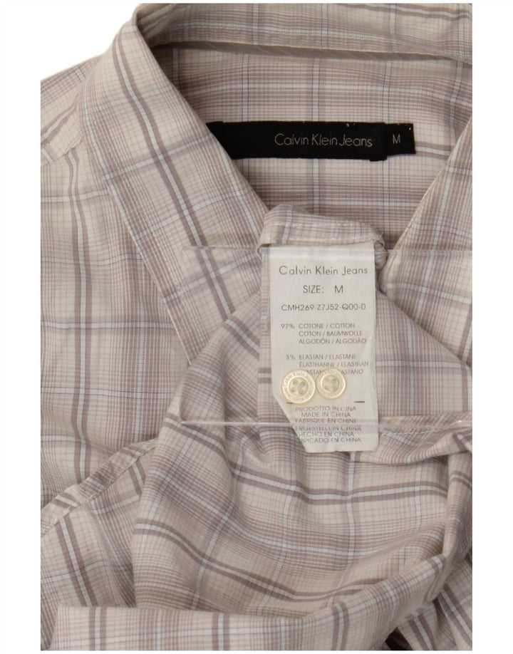 Camisa Calvin Klein Jeans Hombre Algodón A Cuadros Gris Medio
