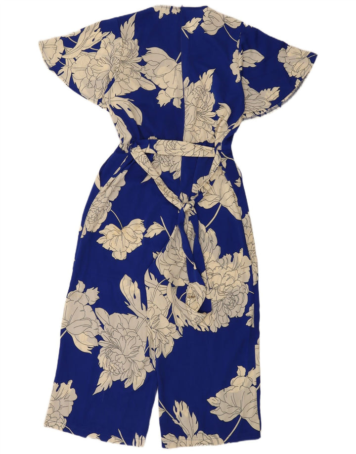 Vintage mujer mono Reino Unido 12 azul medio floral