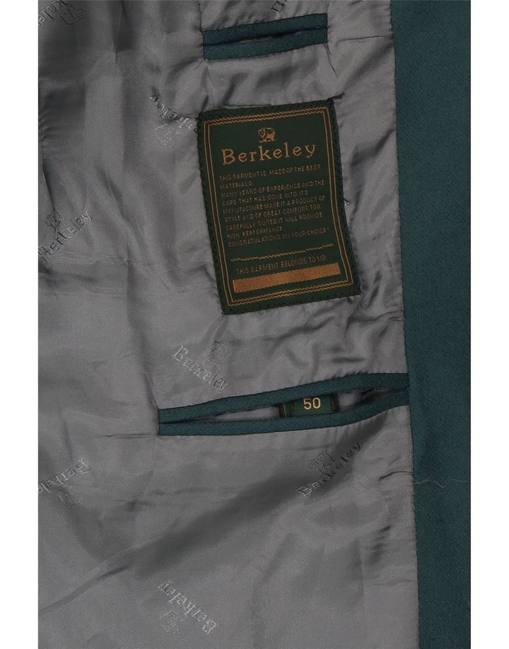 BERKELEY Mens 2 Button Blazer Jacket IT 50 Large Green Wool Vintage Berkeley and Second-Hand Berkeley from Messina Hembry 