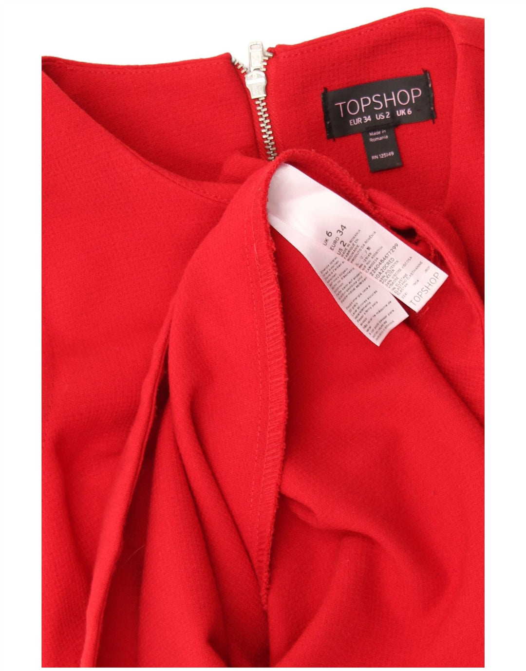 TOPSHOP Vestido acampanado sin mangas para mujer UK 6 XS Poliéster rojo