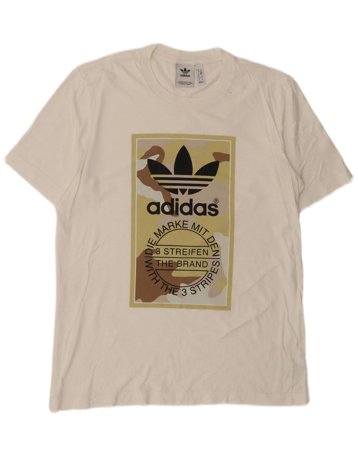 Adidas - Camiseta gráfica para hombre, talla mediana, algodón blanco