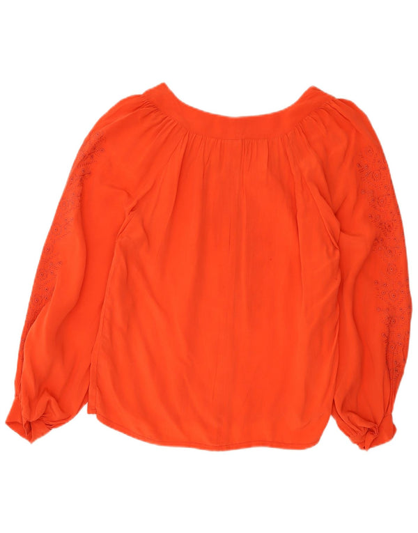 Vintage mujer 3/4 manga blusa Top Reino Unido 14 medio naranja floral