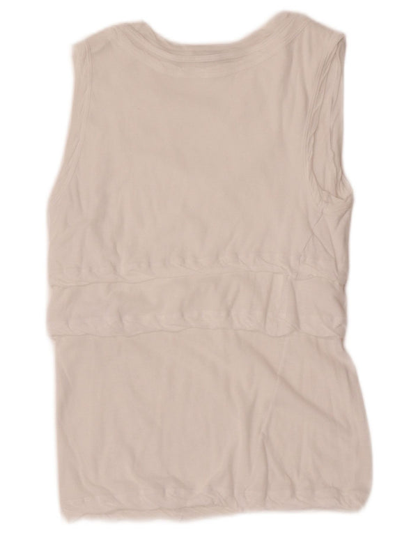 Aspesi Womens Crop Sleeveless Blouse Top UK 8 Small White Cotton