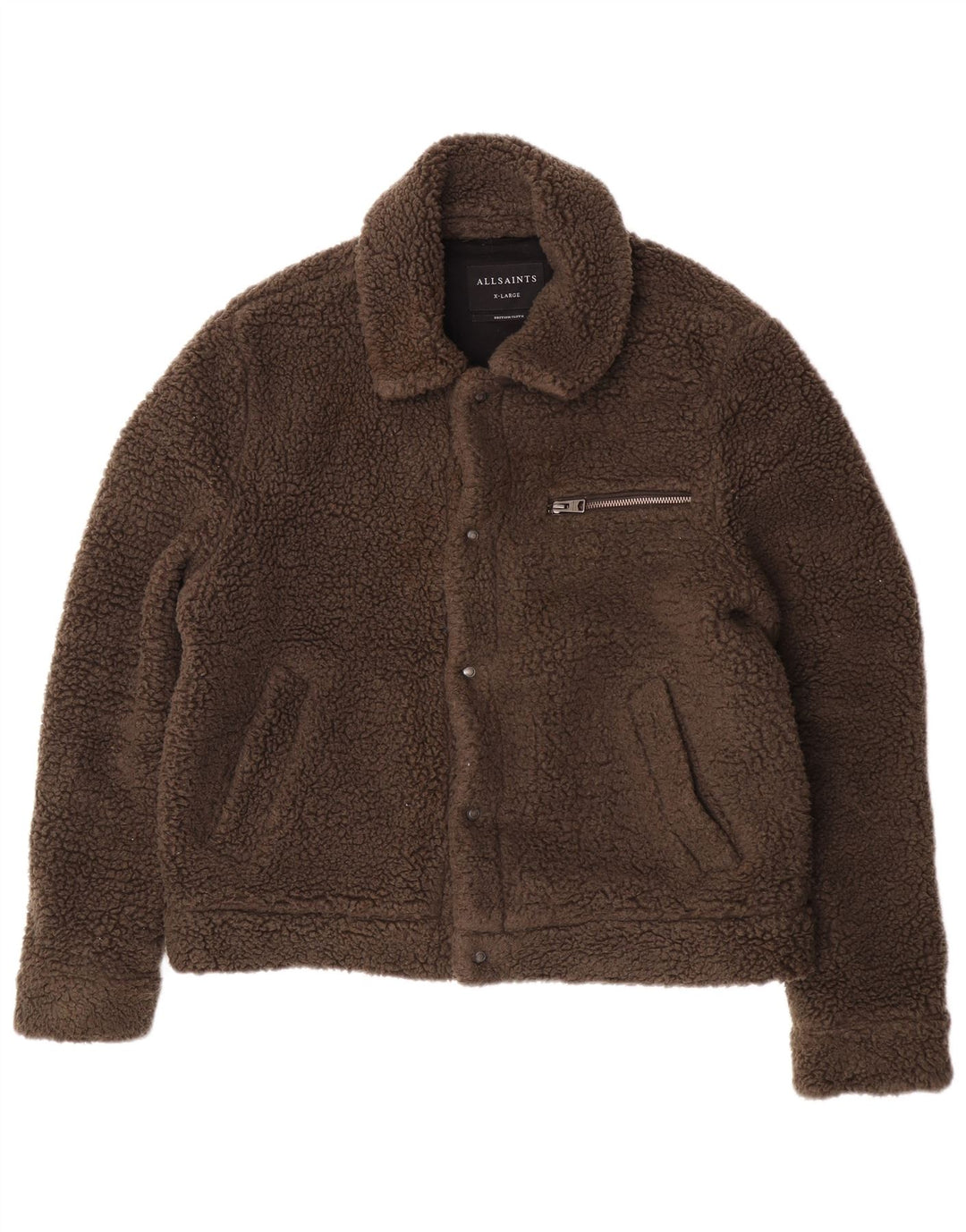 All Saints Chaqueta bomber de forro polar para hombre UK 42 XL Acrílico marrón