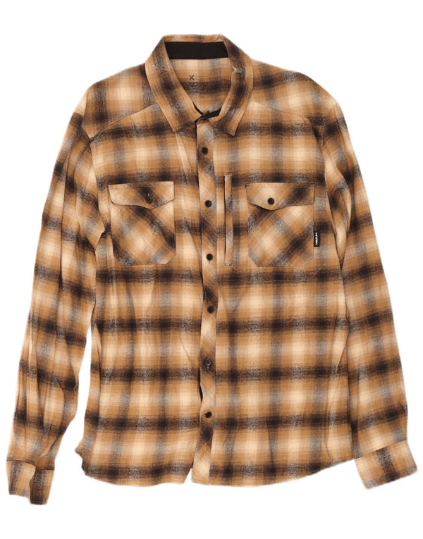 Montura Hombre Camisa De Franela XL Algodón A Cuadros Marrón