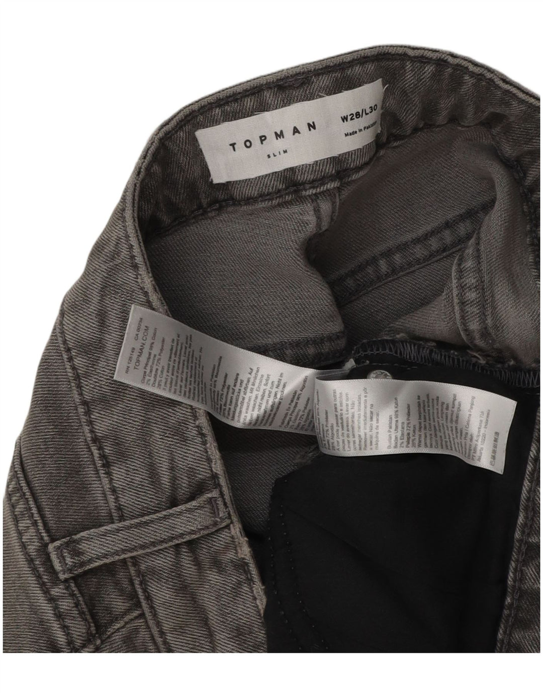 Vaqueros ajustados para hombre Topman W28 L30 Algodón gris