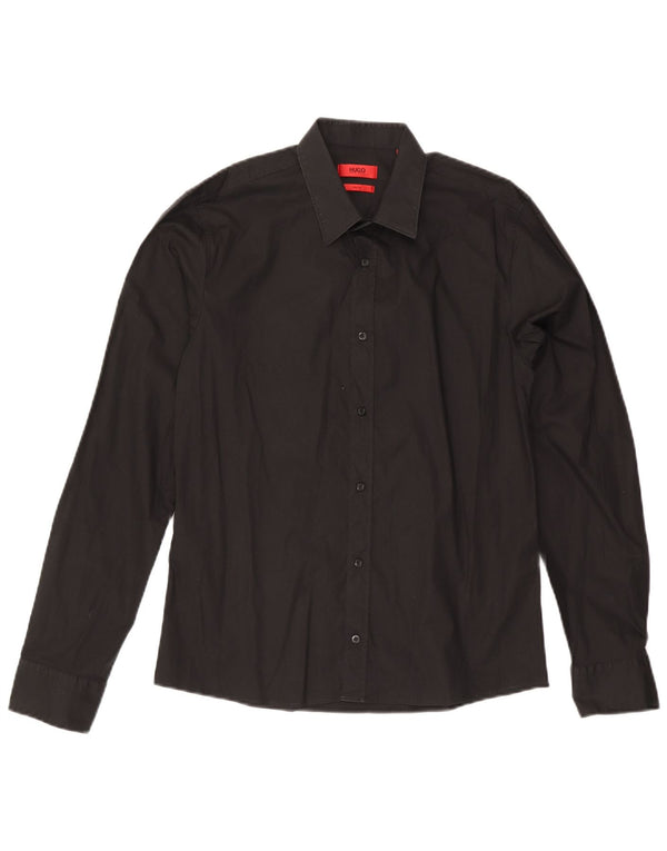 Camisas HUGO BOSS Hombre | Camisa slim fit de algodón negro mediano
