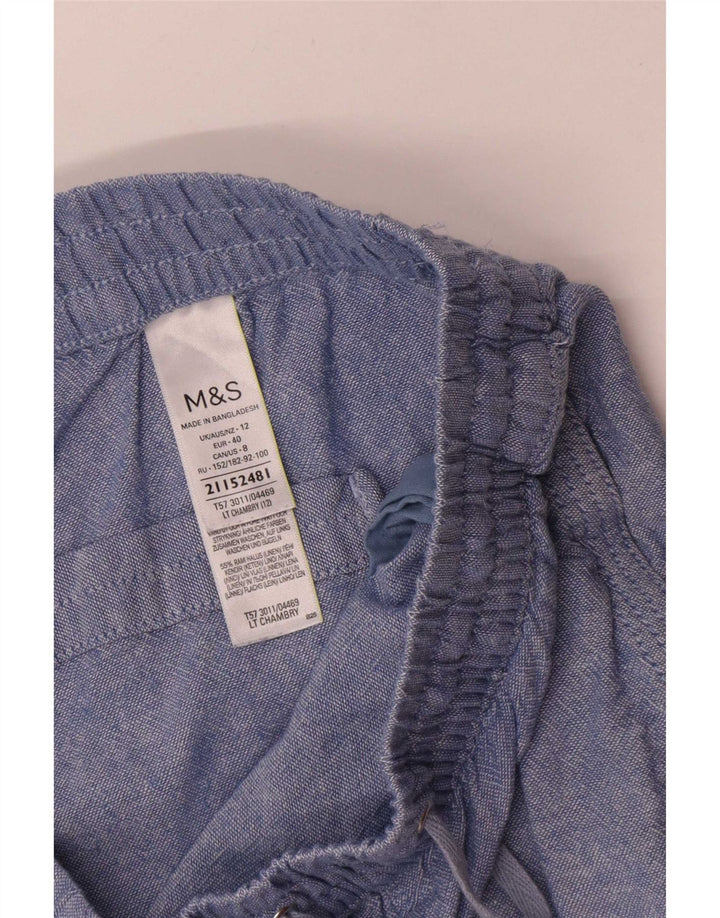 Marks & Spencer Pantalones cortos casuales para mujer UK 12 Medium W30 Blue Linen