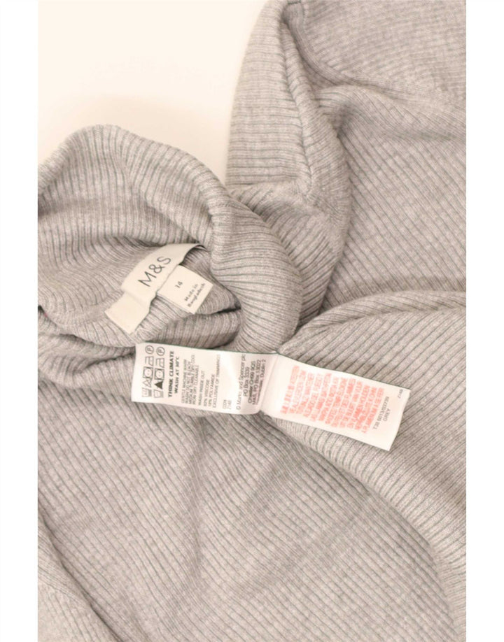 Marks & Spencer Suéter tipo jersey con cuello vuelto para mujer UK 44 Viscosa gris medio