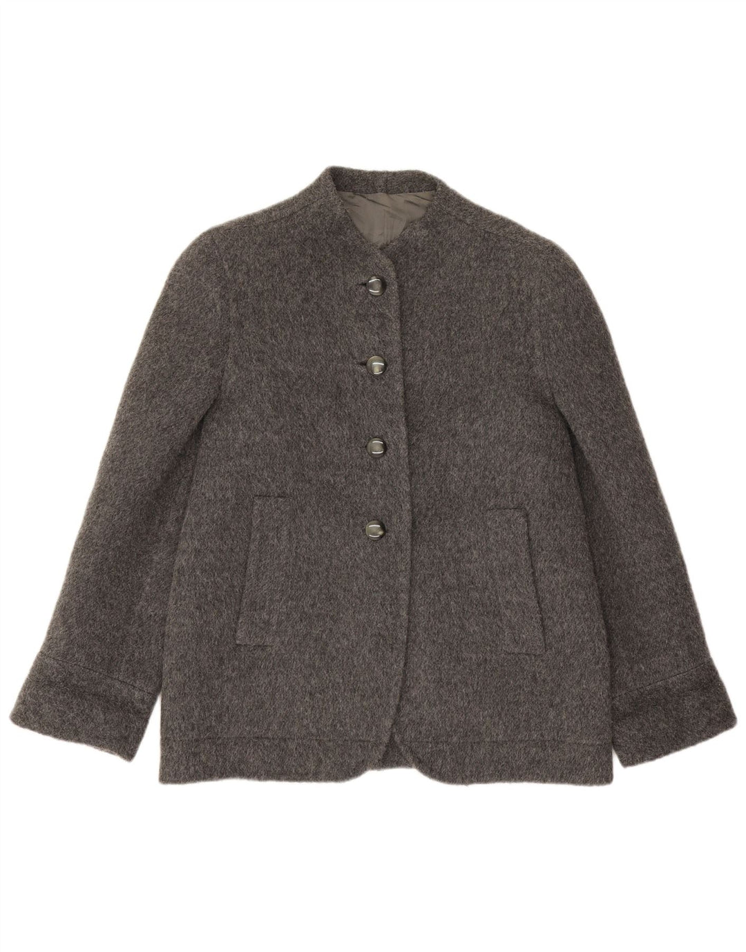 Vintage mujer 4 botones Blazer chaqueta Reino Unido 14 gris grande