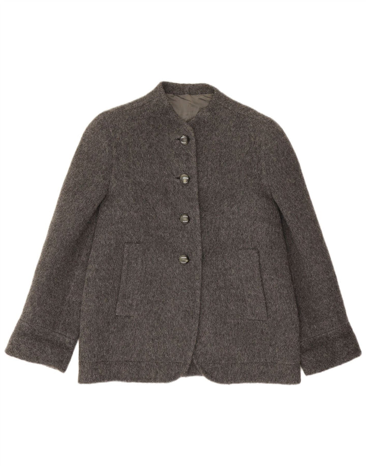 Vintage mujer 4 botones Blazer chaqueta Reino Unido 14 gris grande