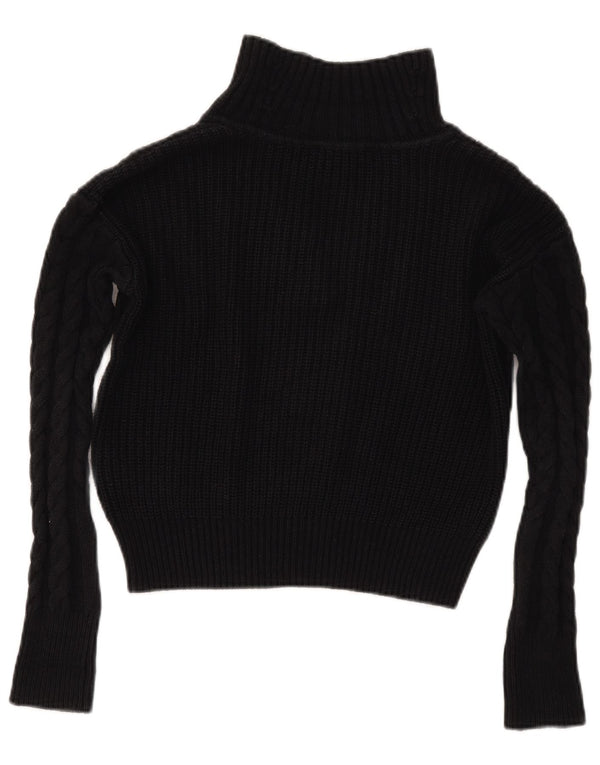 DKNY Suéter corto con cuello tipo polo para mujer UK 2 2XS Algodón negro