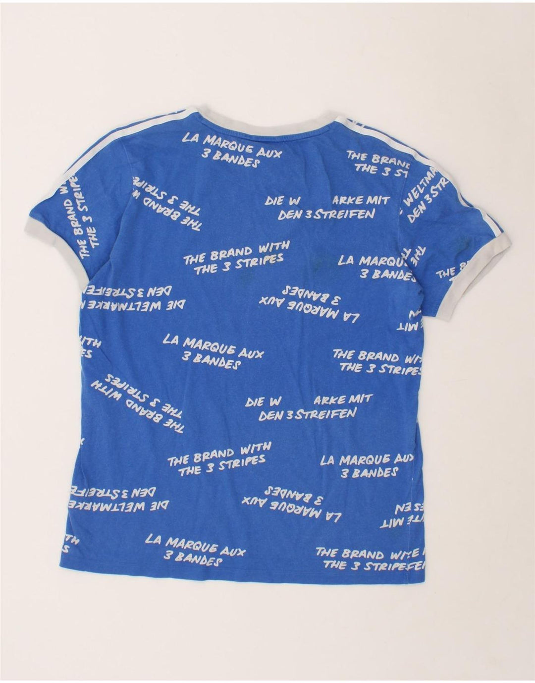 ADIDAS Womens Loose Fit Graphic T-Shirt Top UK 10 Small  Blue Cotton Vintage Adidas and Second-Hand Adidas from Messina Hembry 