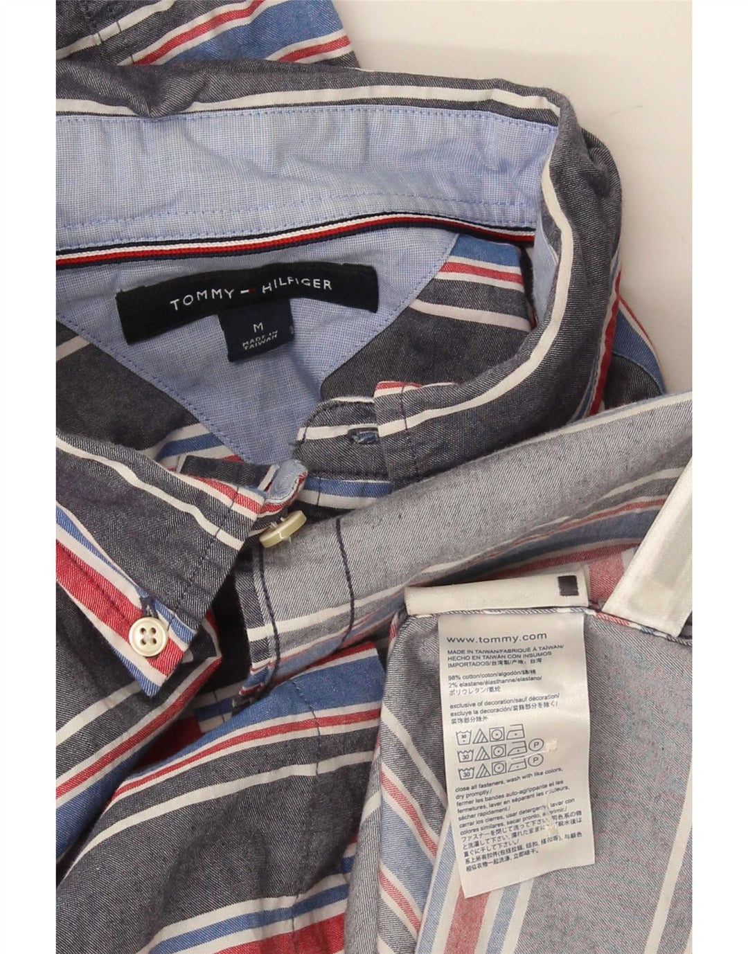 Camisa Tommy Hilfiger Hombre Algodón Rayas Azul Medio
