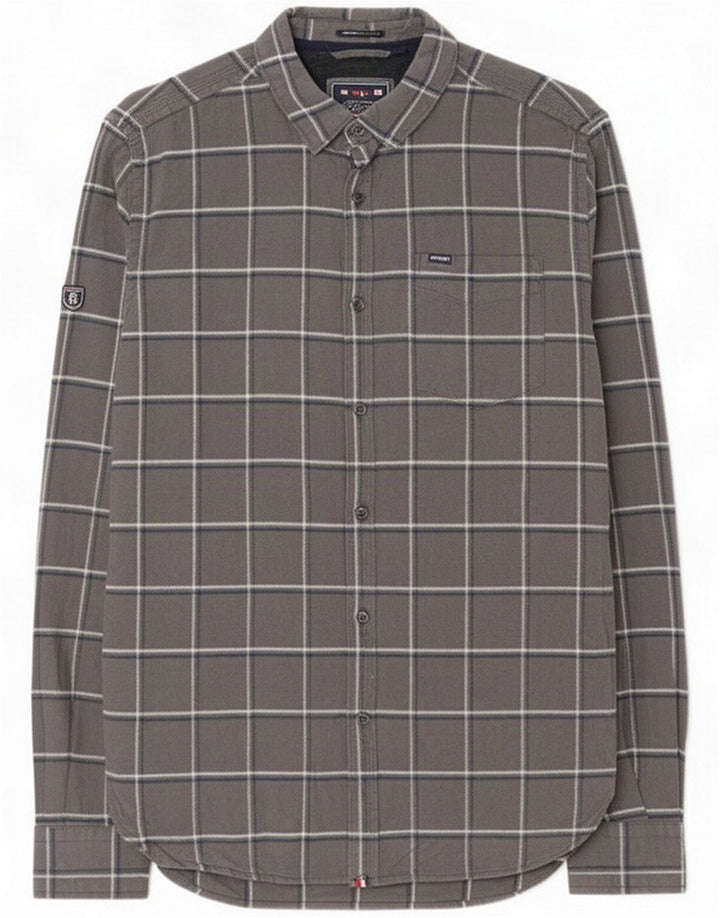 Camisa de franela Superdry para hombre de algodón a cuadros gris medio