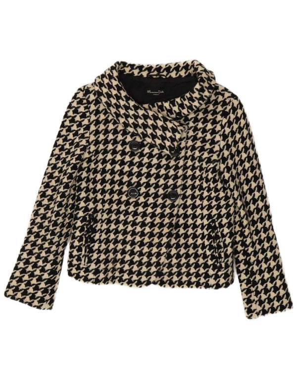 Massimo Dutti Chaquetón Corto Mujer UK 40 Small Lana Pata de Gallo Negro