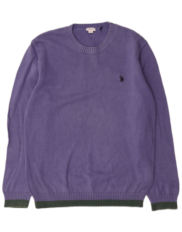 Asociación de Polo de EE. UU. Jersey De Cuello Redondo Hombre XL Algodón Color Block Púrpura