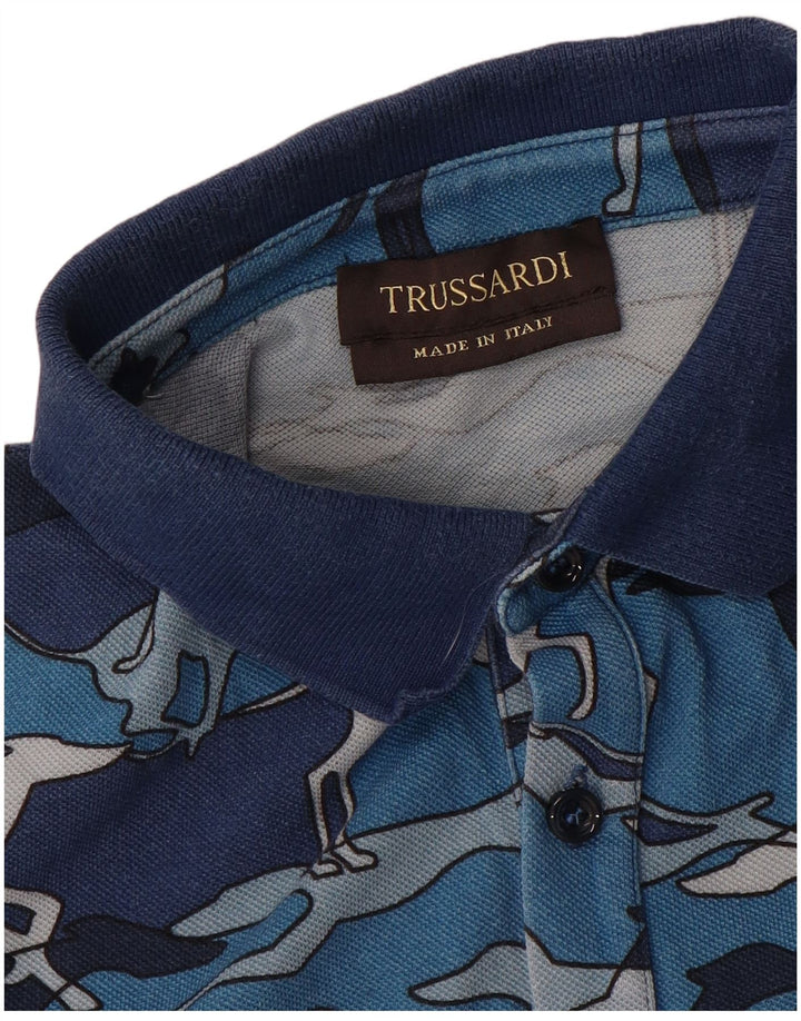 TRUSSARDI Polo Hombre Azul Medio Estampado Animal