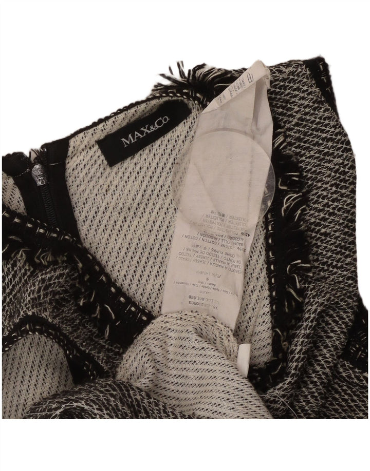 MAX & CO. Vestido acampanado sin mangas para mujer UK 8 Pequeño Algodón negro