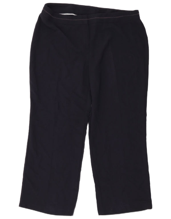 Marks & Spencer Pantalones Casuales Rectos para Mujer UK 22 2XL W42 L29 Azul Marino