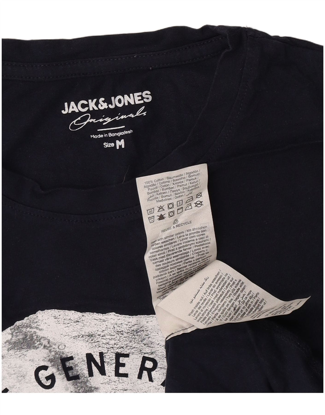 Jack & Jones Hombre Camiseta Gráfica Top Medium Azul Marino Algodón