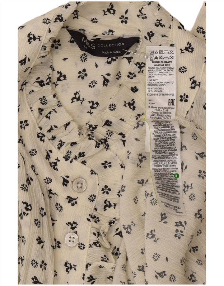 Marks & Spencer Blusa camisera extragrande para mujer Reino Unido 44 Grande Blanco roto Floral