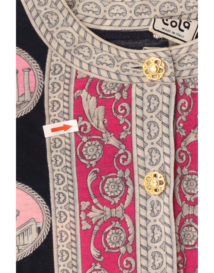 Liola - Cárdigan con estampado abstracto para mujer, talla 40, talla grande, lana negra