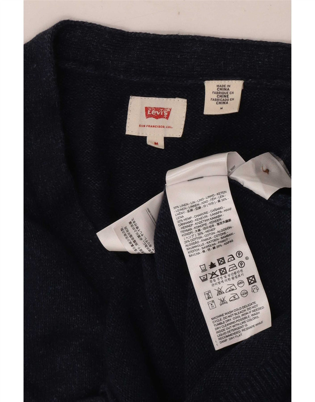 Levi's Hombre Cárdigan Suéter De Lino Azul Marino Medio