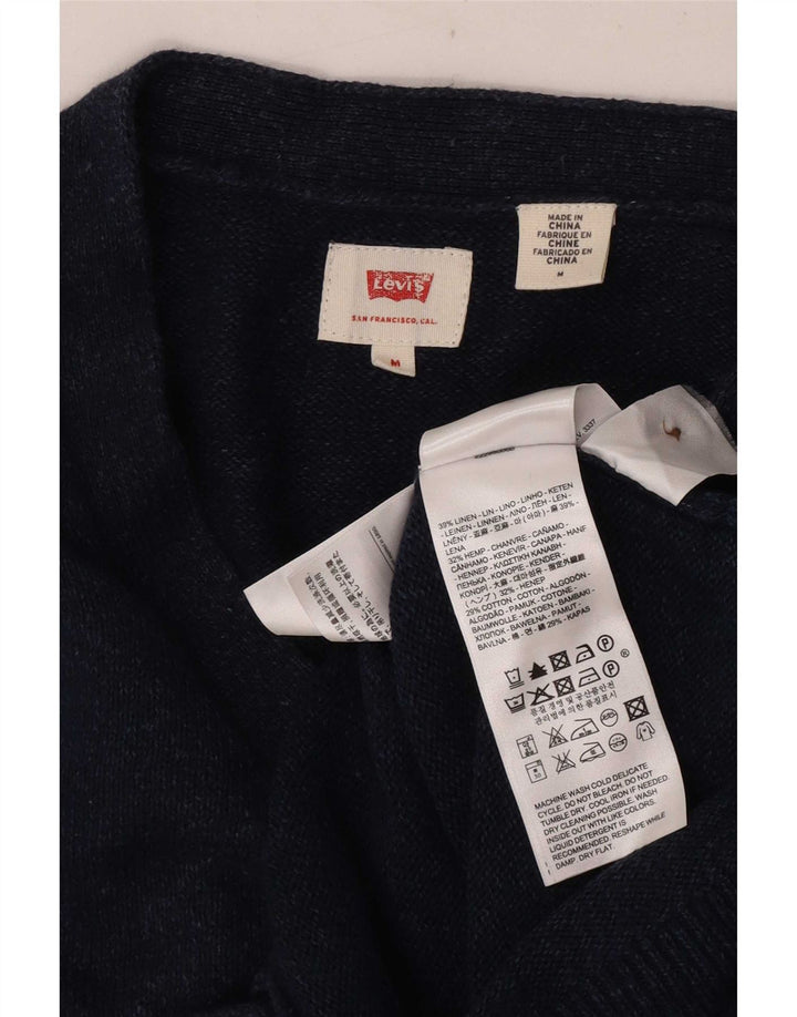 Levi's Hombre Cárdigan Suéter De Lino Azul Marino Medio
