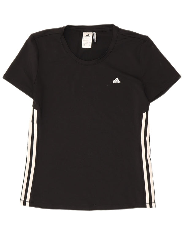ADIDAS Mujer Climalite Camiseta Top UK 12/14 Mediano Negro Poliéster
