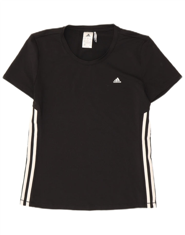 ADIDAS Mujer Climalite Camiseta Top UK 12/14 Mediano Negro Poliéster
