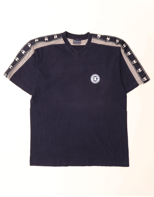 Champion Camiseta gráfica para hombre Top Large Azul marino Colorblock Algodón