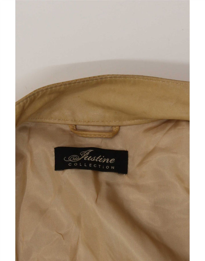 Chaqueta de cuero vintage para mujer IT 42 Bloque de color beige medio