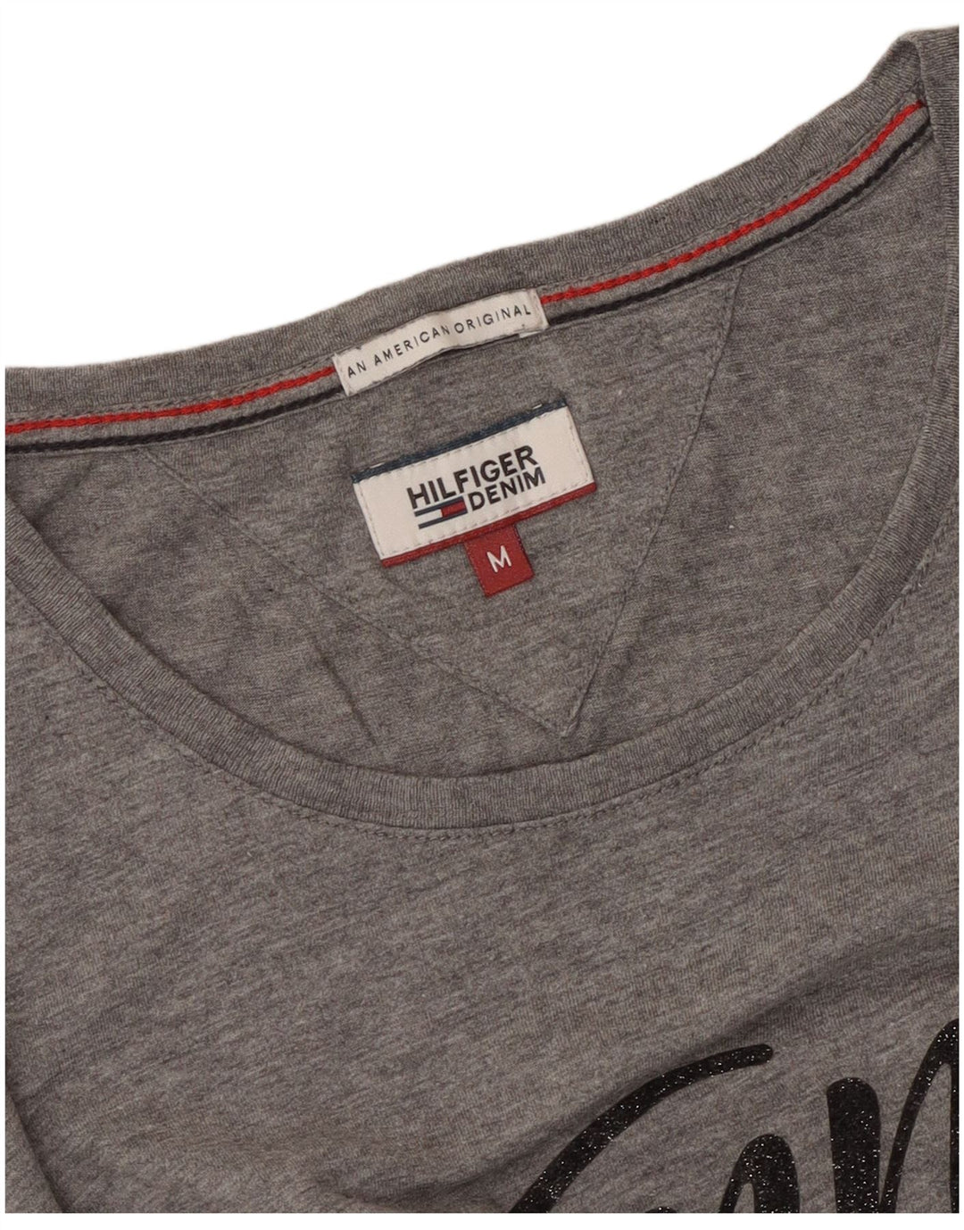 Tommy Hilfiger Camiseta gráfica para mujer Top UK 44 Gris medio