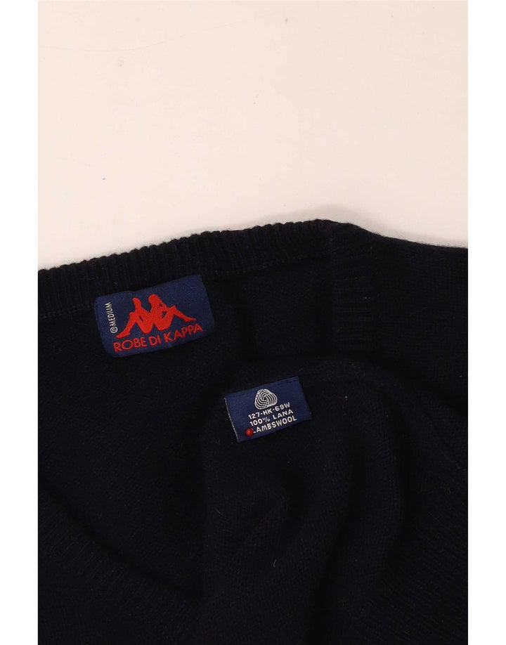 Kappa Hombre Jersey Con Cuello En V Jersey De Lana De Cordero Azul Marino Medio