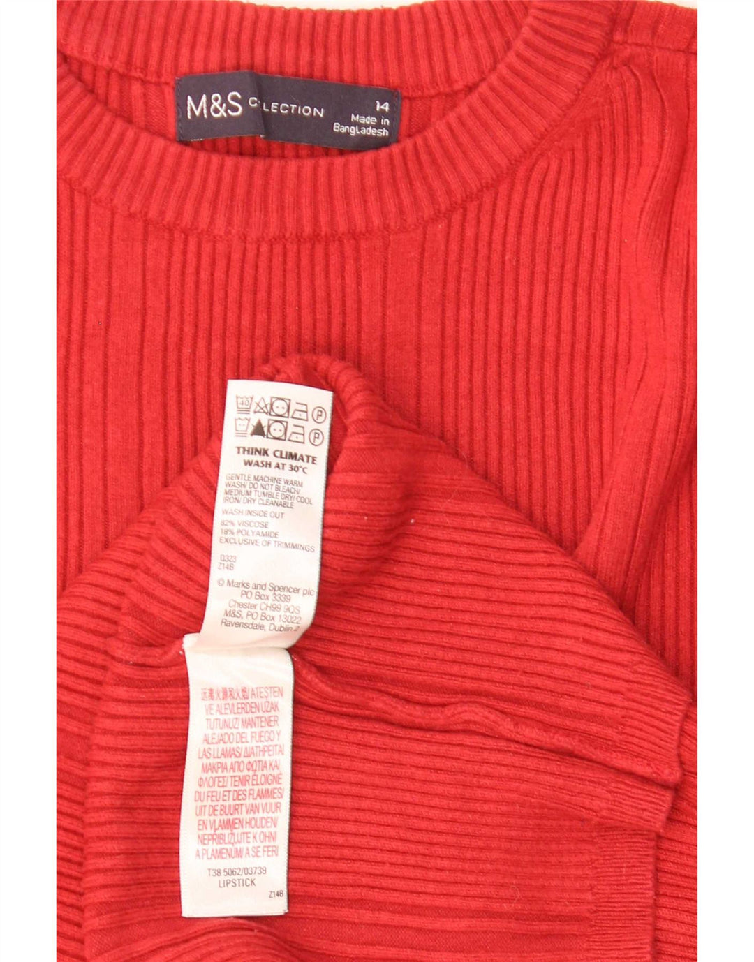 Marks & Spencer Jersey de cuello redondo para mujer UK 44 Viscosa roja mediana