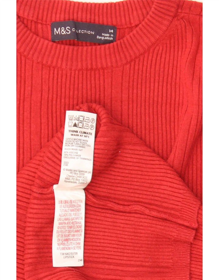 Marks & Spencer Jersey de cuello redondo para mujer UK 44 Viscosa roja mediana