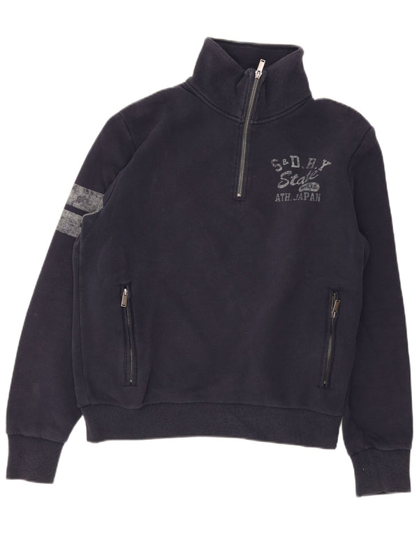 Superdry Hombre Sudadera Gráfica Jumper Large Azul Marino Colorblock