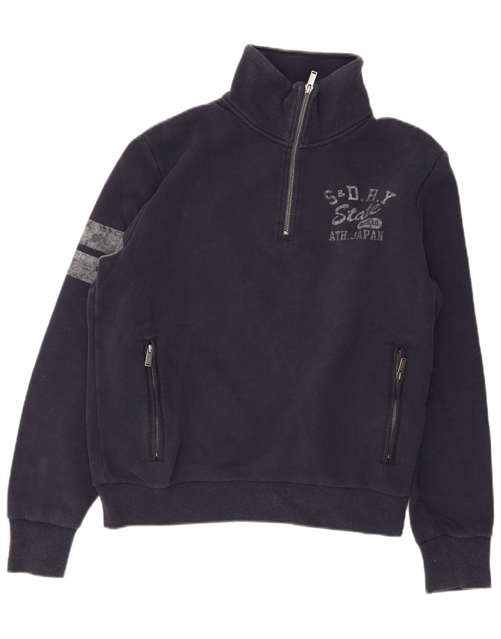 Superdry Hombre Sudadera Gráfica Jumper Large Azul Marino Colorblock