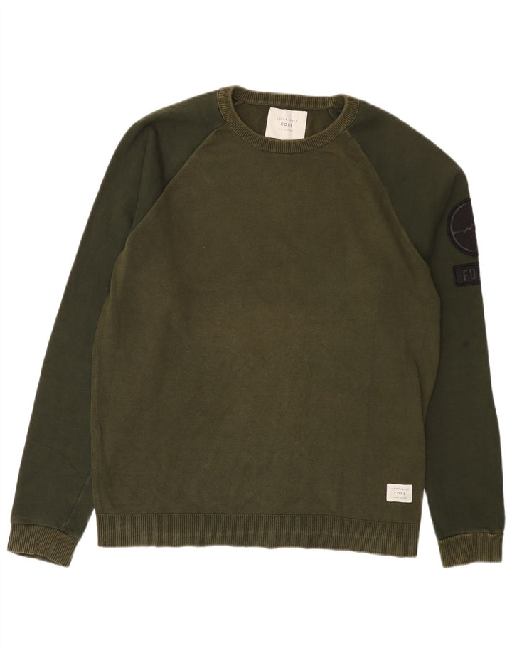 Jack & Jones Hombre Sudadera Jumper Large Verde Colorblock