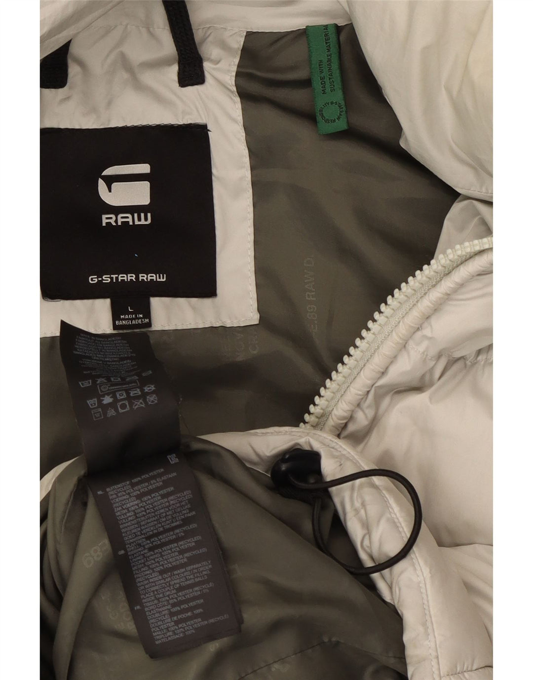G-STAR Chaqueta acolchada con capucha para hombre, talla 40, poliéster gris grande
