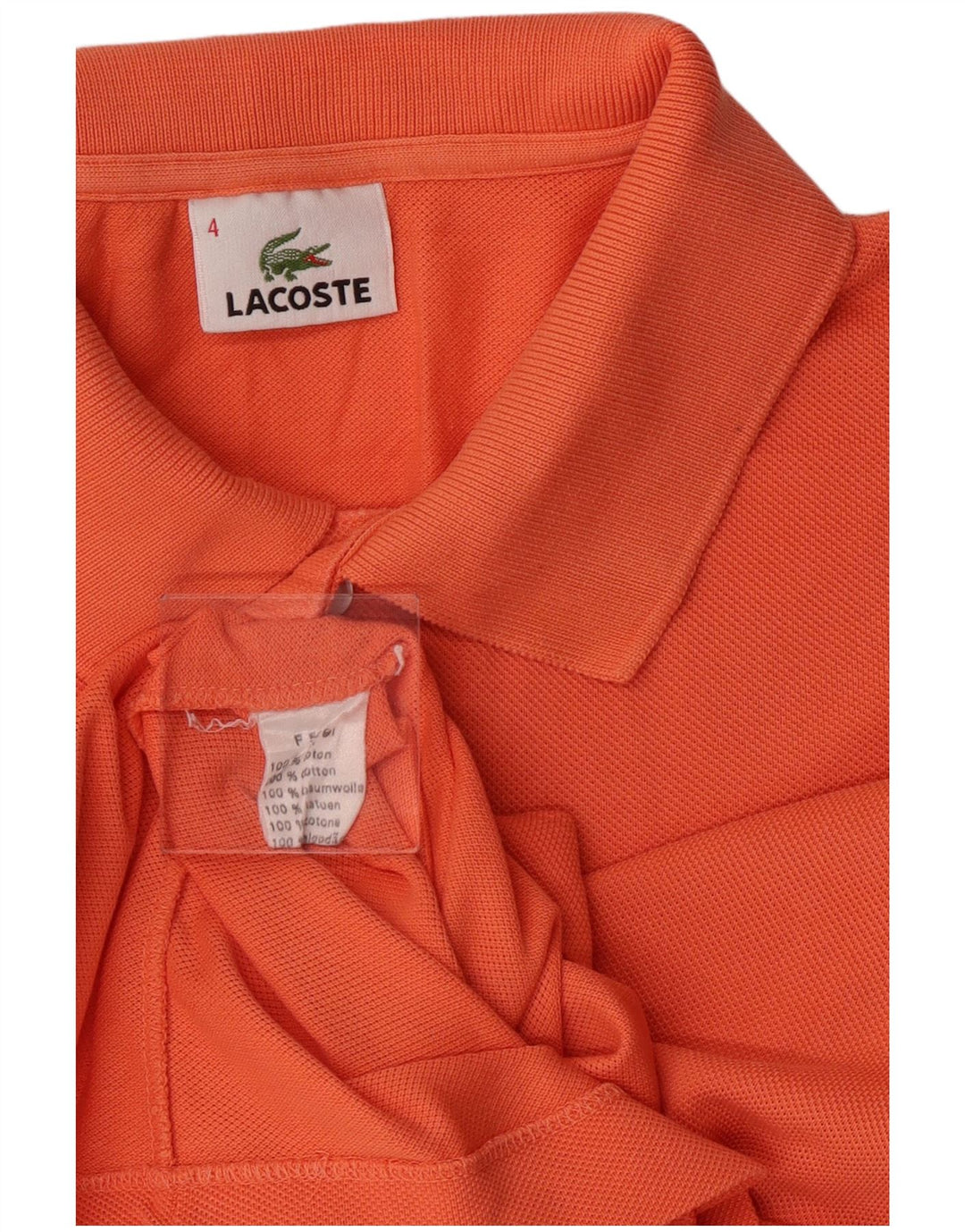 Polo Lacoste para hombre talla 4 mediano algodón naranja