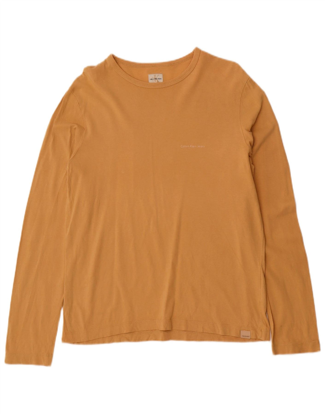 CALVIN KLEIN JEANS Mens Top Long Sleeve Medium Yellow Cotton