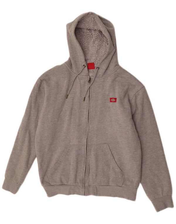 Dickies Mens Sherpa Zip Sudadera con capucha suéter grande gris algodón